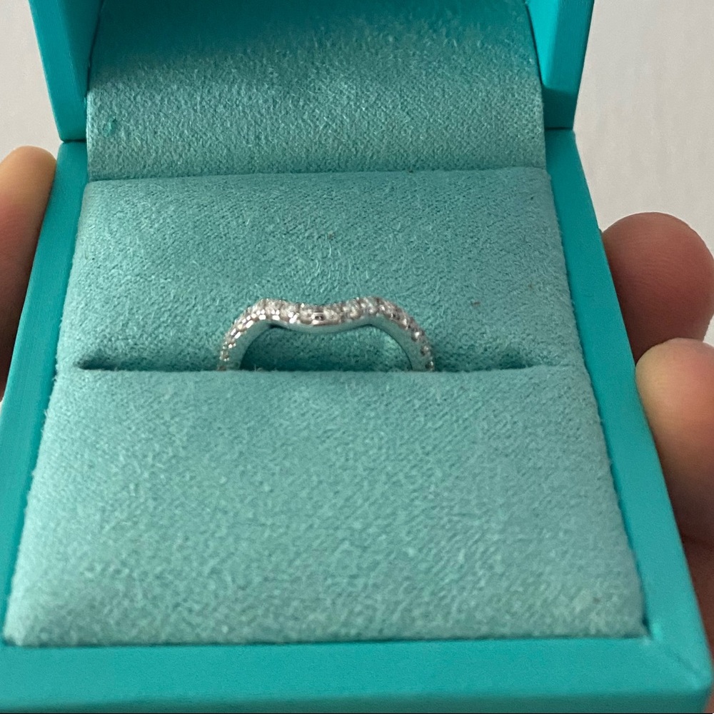 Curved Moissanite Halfeternity Stackable Ring Band - image 3